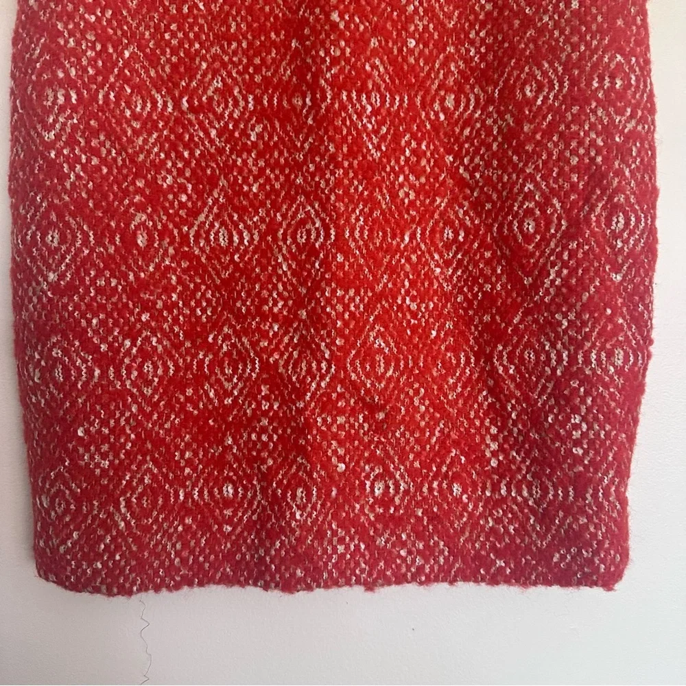 J. Crew Vibrant Orange and White Textured Pencil Skirt Size 4